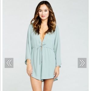 Show Me Your Mumu Roxy Romper in Silver Sage Crisp